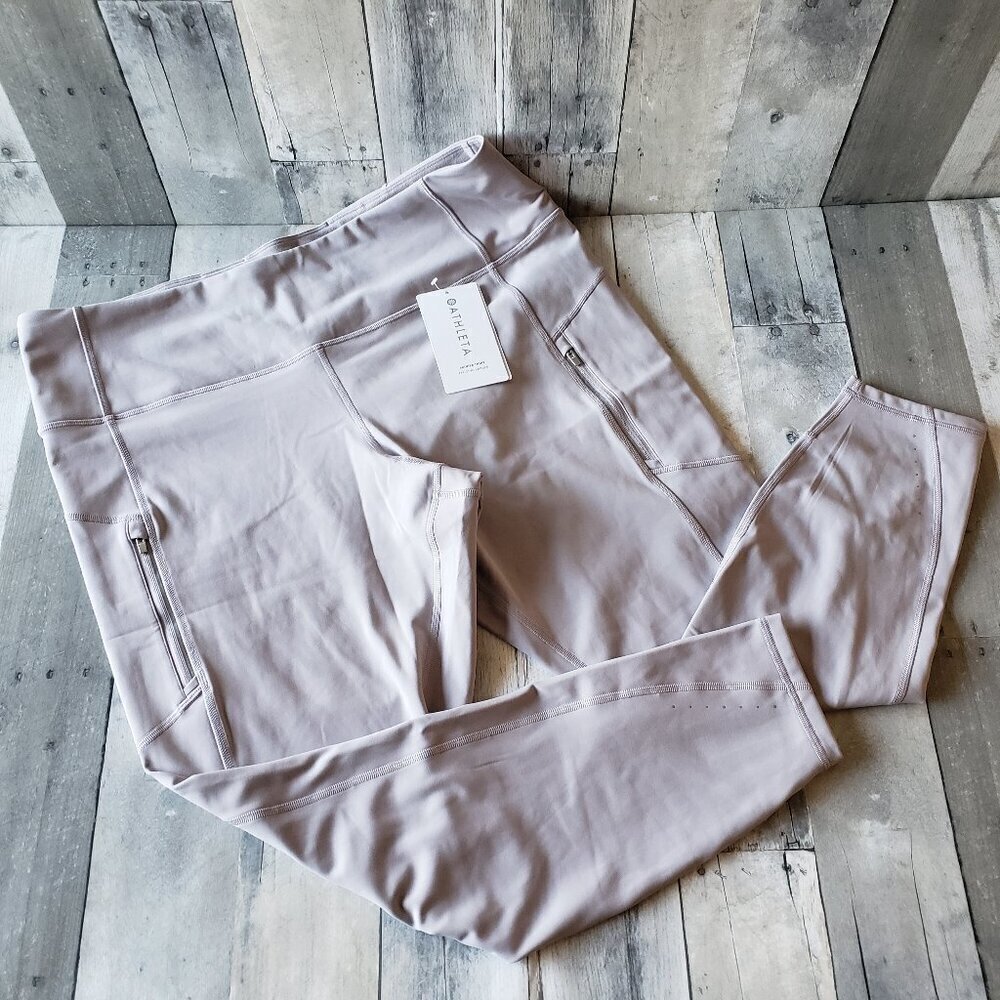 NWT - Athleta Soft, Brushed Interior Fleece Light Gray Rainer Tight - Size 2X